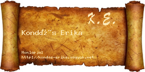 Kondás Erika névjegykártya